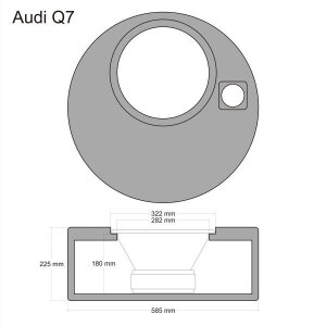Passendes Subwoofer-Gehäuse für Audi Q7 2005-2015, hochwertige CarAudio-Installation.