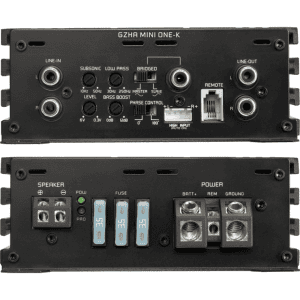 GZHA Mini One-K Car Audio Verstärker mit hochwertigen Anschlüssen.