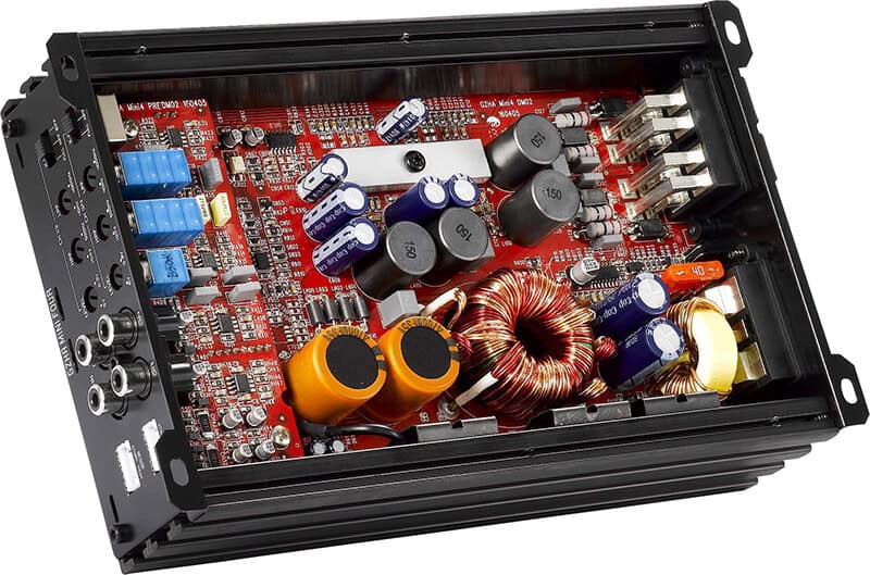 Hochwertiger Car-Audio-Verstärker mit leistungsstarken Komponenten und robustem Design. Perfekt für.