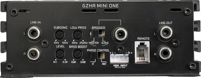 GZHA Mini One Verstärker mit Line-In, Line-Out und Subsonic-Filter für Car-Audio.