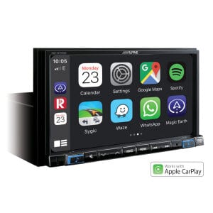 Alpine INE-W720D Multimedia-Autoradio mit Apple CarPlay, Navigation und Touchscreen.