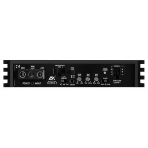 Auto-HiFi-Verstärker von CarAudioEmpire mit Anschlüssen und Bedienelementen.
