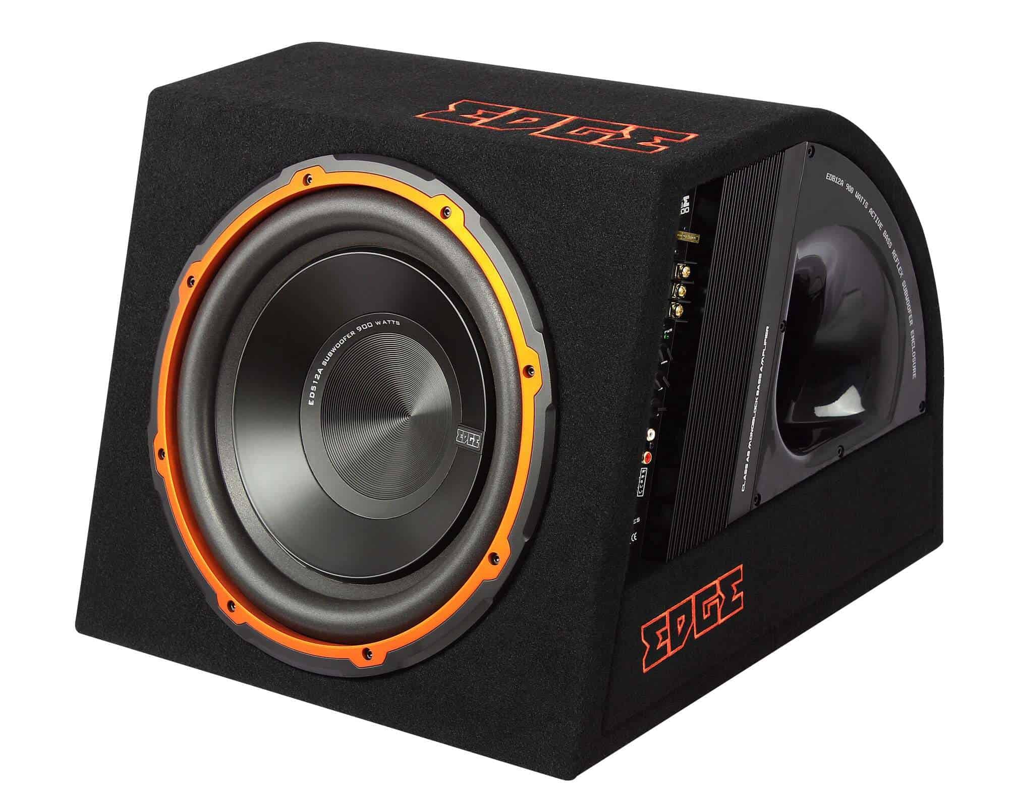 Aktivni subwoofer Edge EDB12A-E0 za močno bass zvok in optimalno delovanje v avtomobilu.