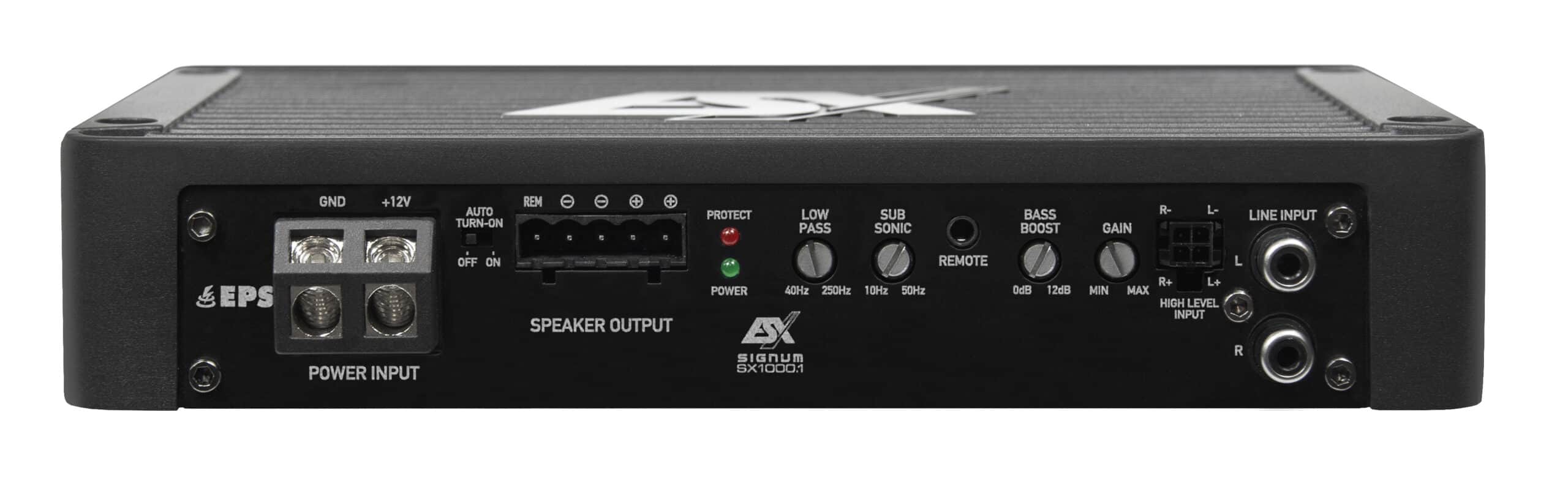 Verstärker ESX SX1000.1 für Car-Audio-Systeme, hohe Leistung, Klangqualität, einfache Installation.